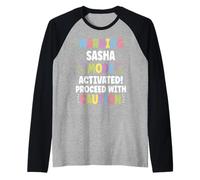 SASHA Personalized Name Funny Cute Custom SASHA Name Manche Raglan