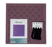 Sashiko Kit de broderie japonaise avec fil naturel spécial, aiguille longue, instructions de broderie (français non garanti), Motif 7 trésors pré-imprimé 30 x 30 cm sur Tissu Lilas 68 x 34 cm