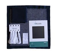 Sashiko Kit de broderie japonaise Tissu 68 cm x 34 cm pré-imprimé 30 cm x 30 cm Fil naturel spécial Sashiko Aiguille longue Instructions de broderie (français non garanti) Indigo (Zigzag)