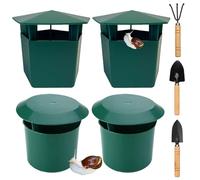 Sasibiyb 4 Pièces Piège à Escargots et Limaces,Piege à Limace,Piège D'escargot en Plastique,Piège à Escargots en Boîte,avec Outils D'excavation pour la Protection des Plantes de Jardin (Vert)