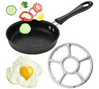 Sasibiyb Mini PoêLe à Omelette 14cm Mini PoêLe à Oeufs Portable PoêLe à Frire Pour œUfs avec CuisinièRe à Gaz pour Omelettes, Boulettes, Camping（Pierre de riz）
