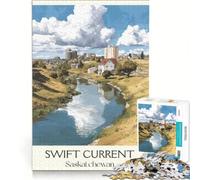 Saskatchewan Travel Posters Puzzle Adulte 1000 pièces | Jeu familial chaque pièce est unique et accompagnée d'une affiche et d'une fiche de questions-réponses. 26x38cm