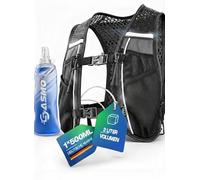 SASMO Gilet de course pour homme et femme 2 l | Ultra léger 210 g et respirant | Sac à dos de course pour femme - 7 poches | Gilet de course pour homme | Gilet d'hydratation pour la course (noir, avec