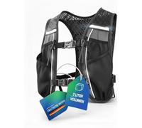 SASMO - Gilet de course pour homme et femme - 2 l - Ultra léger 210 g et respirant - Sac à dos de course pour femme - 7 poches - Gilet de course pour homme - Gilet d'hydratation pour la course (noir