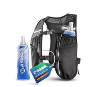 SASMO Gilet de course pour homme et femme 5 l + 2 x 500 Soft Flask | Gilet de course - Ultra léger 270 g & respirant | Sac à dos de course pour femme - 8 poches | Gilet de course pour homme | Gilet