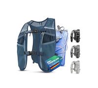 SASMO Gilet de course pour homme et femme, 5 l, ultra léger 270 g et respirant, sac à dos de course pour femme, 8 poches, gilet d'hydratation, pour la course (bleu, avec poche d'hydratation, 5 l)
