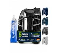 SASMO Gilet de course pour homme et femme 5 l + 1 x 500 Soft Flask | Gilet de course - Ultra léger 270 g et respirant | Sac à dos de course pour femme - 8 poches | Gilet de course pour homme | Gilet
