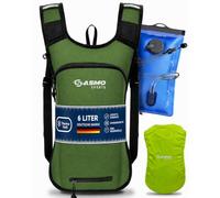 SASMO® Petit sac à dos de vélo, 6 l, avec poche à eau, compartiment thermique et filet pour casque, sac à dos de VTT et de ski, ultra léger, 350 g, imperméable, protection contre la pluie, sac à dos