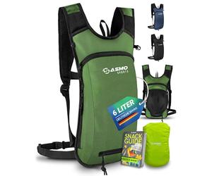 SASMO Petit sac à dos de vélo 6 l (vert) - Compartiment thermique et filet pour casque | Sac à dos VTT & sac à dos de ski - Ultra léger 350 g | Sac à dos de vélo étanche - Avec housse de pluie | Sac à