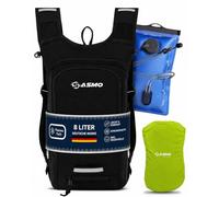 SASMO® Petit sac à dos de vélo, 8 l, avec poche d'hydratation, compartiment thermique et filet pour casque, sac à dos de VTT et de ski, ultra léger, 450 g, étanche, avec housse de pluie, pour homme et