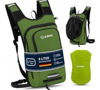 SASMO® Petit sac à dos de vélo 8 l (vert) - Compartiment thermique et filet de casque - Sac à dos VTT et sac à dos de ski - Ultra léger 450 g - Sac à dos de vélo étanche - Avec housse de pluie - Sac à