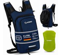SASMO® Petit sac à dos de vélo avec poche d'hydratation (bleu) - Compartiment thermique et filet pour casque - Sac à dos VTT et sac à dos de ski - Ultra léger 450 g - Sac à dos de vélo imperméable