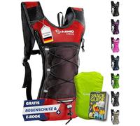 SASMO® Sac à dos de course, 6 l, rouge, avec compartiment thermique, ultra léger, 300 g, pour homme et femme, avec protection contre la pluie et réflecteurs