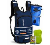 SASMO Sac à dos de cyclisme imperméable ultraléger 350 g avec compartiment thermique, filet de casque, housse de pluie et réflecteurs, 10 l - Bleu - Avec poche d'hydratation, 10L, Décontracté