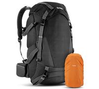 SASMO® Sac à dos de randonnée 40 l + 5 l avec dos contact | Compartiment avant isolé et trousse de toilette intégrée | Femme + compartiment à chaussures | Homme - Avec housse de pluie, Noir , 40 Liter