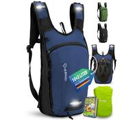 SASMO Sac à dos de vélo 10 l + 3 l (bleu) - Compartiment isotherme et filet pour casque | Sac à dos VTT 10 l & sac à dos de ski | Sac à dos de vélo étanche - Avec housse de pluie | Sac à dos de vélo