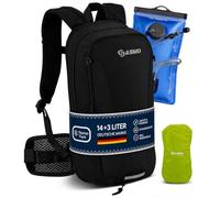 SASMO® Sac à dos de vélo, 14 + 3 l, avec poche d'hydratation, compartiment thermique et filet pour casque, sac à dos de VTT et de ski, ultra léger, 560 g, étanche, protection contre la pluie, sac à