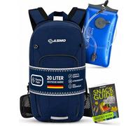 SASMO® Sac à dos de vélo 20 l avec poche d'hydratation (bleu) - Compartiment thermique et filet pour casque - Sac à dos VTT et sac à dos de ski - Ultraléger 550 g - Sac à dos de vélo étanche
