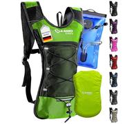 SASMO® Sac à dos d'hydratation, vert, avec compartiment thermique, ultra léger, 300 g et 6 l, sac à dos de course, avec poche à eau de 2 l, sans BPA, avec poche d'hydratation et réflecteurs, pour