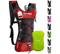 SASMO Sac à dos de course, 6 l, rouge, avec compartiment thermique, ultra léger, 300 g, pour homme et femme, avec protection contre la pluie et réflecteurs