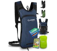 SASMO® Petit sac à dos de vélo 6 l (bleu) - Compartiment thermique et filet pour casque | Sac à dos VTT & sac à dos de ski - Ultra léger 350 g | Sac à dos de vélo étanche - Avec housse de pluie | Sac