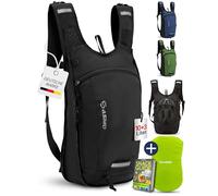 SASMO® Sac à dos de vélo, 10 + 3 l, avec compartiment thermique et filet pour casque, sac à dos de VTT, sac à dos de vélo, avec housse de pluie, sac à dos d'hydratation pour homme et femme