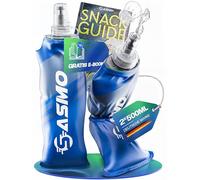 SASMO® Soft Flask Lot de 2 bouteilles de 500 ml sans BPA et ultra légères | Capuchon de protection et valve à haut débit | Gourde pliable pour la course, la randonnée, le cyclisme et l'extérieur |