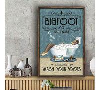 Sasquatch Bigfoot Affiche humoristique en métal pour salle de bain, toilettes, décoration d'intérieur, décoration murale, 20,3 x 30,5 cm