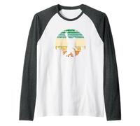 Sasquatch Panneau de Paix Humoristique Bigfoot rétro Yeti Grungy Sunset Manche Raglan