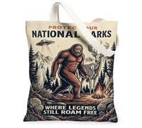 Sasquatch Sac fourre-tout vintage en toile avec citation Cryptid Wilderness