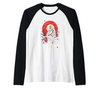 Sasquatch Samurai Warrior Art Japonais Vieilli Manche Raglan