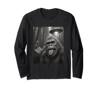 Sasquatch Selfie Big Foot Rock On UFO Alien Drôle Manche Longue