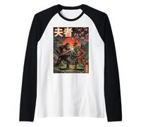 Sasquatch vs Alien Samurai Art Japonais Sakura Bigfoot Manche Raglan