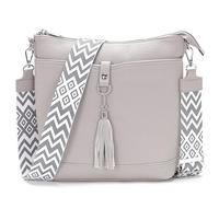 Sasrymnl Grand Sac a Main Femme Gris clair Sac Bandouliere Femme Tendance Cuir végétarien Bretelles réglables