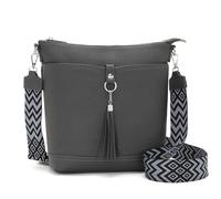 Sasrymnl Grand Sac a Main Femme Gris foncé Sac Bandouliere Femme Tendance Cuir végétarien Bretelles réglables