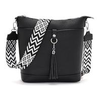 Sasrymnl Grand Sac a Main Femme Noir Sac Bandouliere Femme Tendance Cuir végétarien Bretelles réglables