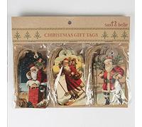 Sass and Belle Lot de 15 étiquettes de cadeau Motif scène de Noël rétro