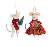 Sass and Belle Lot de 2 décorations en forme de couple Motif tartan