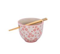 Sass & Belle Bol à nouilles en fleurs de cerisier avec baguettes - Ensemble de bols à nouilles floraux élégants pour ramen, soupe ou riz - Idée cadeau de cuisine Sass and Belle