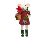 Sass & Belle - Décoration suspendue en forme de souris de jardinage - Ornement suspendu - Textile, Polymousse - Noël - Fêtes de fin d'année