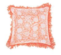 Sass & Belle Housse de coussin à franges couleur terre cuite - 45 x 45 cm - Taie d'oreiller décorative bohème pour canapé ou lit - Ton orange terreux chaud pour la maison