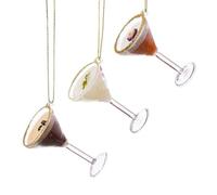 Sass & Belle Lot de 3 Boules à Cocktail Martini en Verre - Ornement de Verre à Cocktail - Taille Unique - Multicolore - Noël