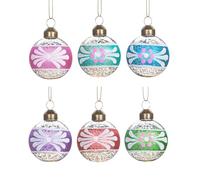 Sass & Belle Lot de 6 boules de Noël vintage peintes à la main dans une boîte