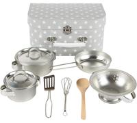 Sass & Belle Portable Grey Stars Play Pots And Pans Toy Cooking Set For Children
