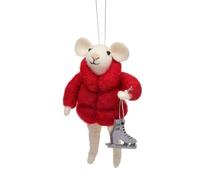 Sass & Belle - Souris avec patins et veste à suspendre, Ornement de Noël suspendu, Décoration de Noël pour les fêtes de fin d'année