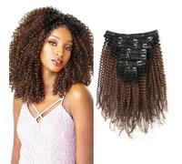 Sassina 4B 4C Extensions de cheveux humains bouclés à clips - Double trame épaisse - Couleur naturelle - Marron chocolat - 7 pièces avec 17 clips TN4 40,6 cm 120 g