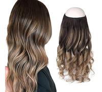 Sassina Extensions de cheveux humains raides avec fil invisible Brun foncé 55,9 cm
