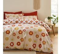 Sassy B Parure de lit avec Housse de Couette réversible et taies d'oreiller Motif Floral Naturel