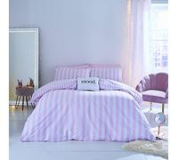 Sassy B Parure de lit réversible à Rayures avec Housse de Couette et taies d'oreiller Rose King Size