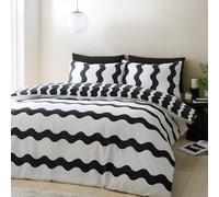 Sassy B Waves Parure de lit réversible avec Housse de Couette et taies d'oreiller Noir/Blanc